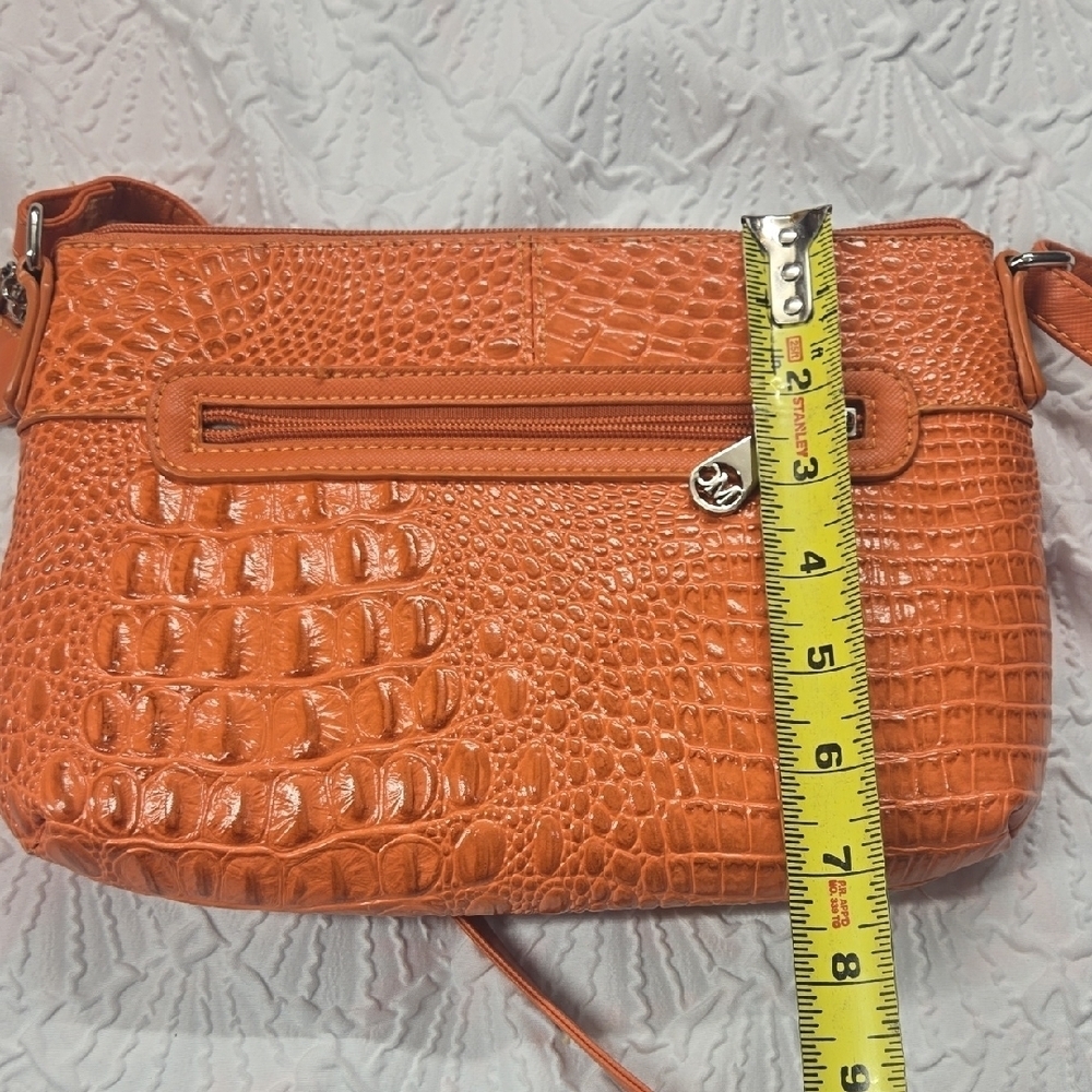 Chic Orange Croc-Embossed Crossbody Bag - Picture 8 of 10
